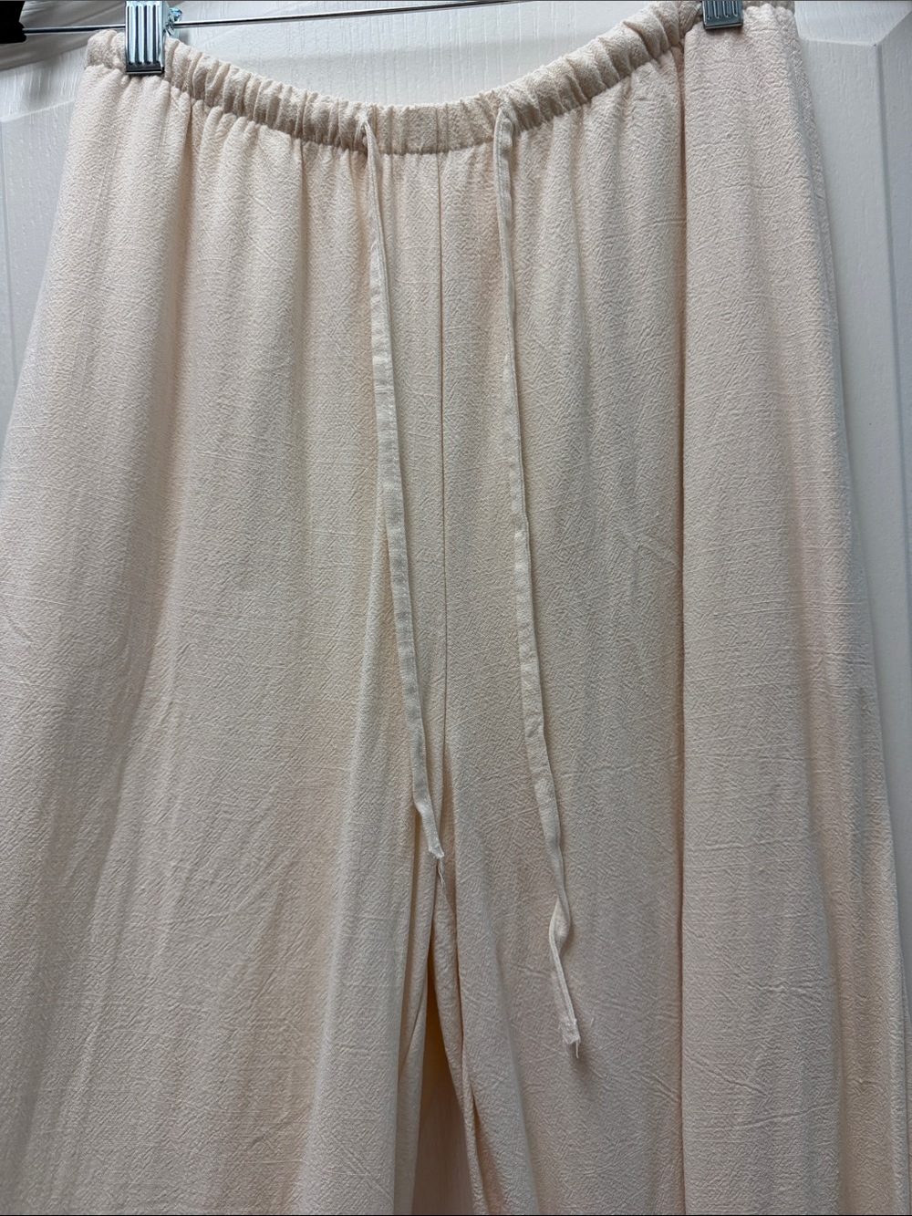 Light Cream Wide-Leg Drawstring Pants - Picture 2 of 2